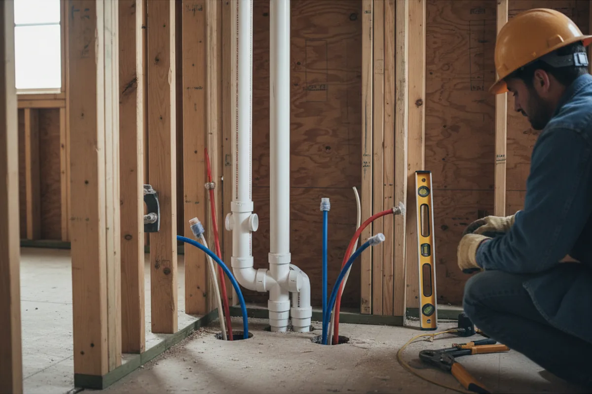 Drain and supply rough-in during Leak Detection in Stamford